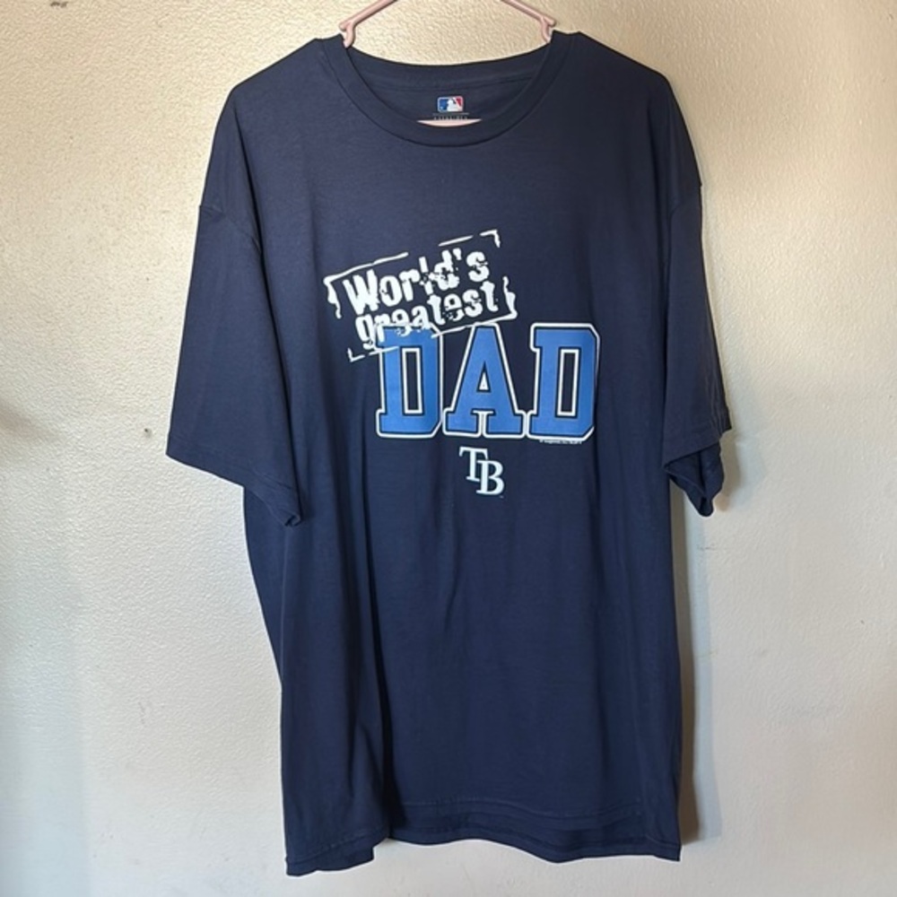 Tampa Bay Rays Blue genuine MBL Merchandise shirt Worlds Greatest DAD